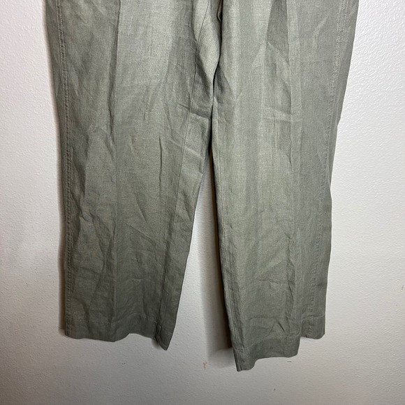Orvis Womens Linen Wide Leg Pants Size M Pull On Olive Green Casual Trousers - Picture 4 of 8